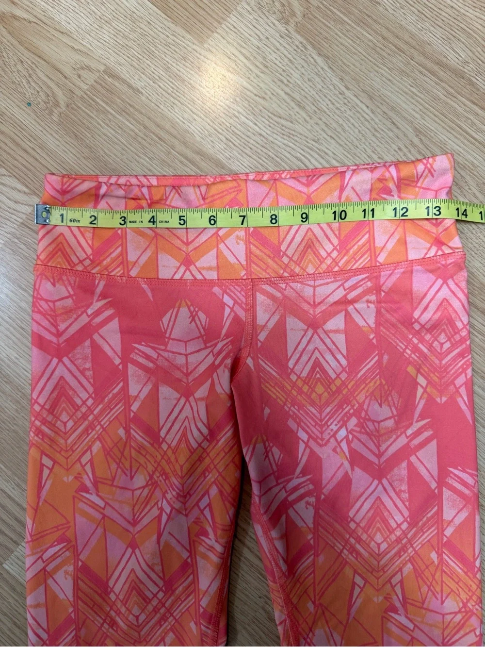 Alo Yoga Small Orange Pink Geo Print High Rise Crop Leggings Workout Yoga Gym